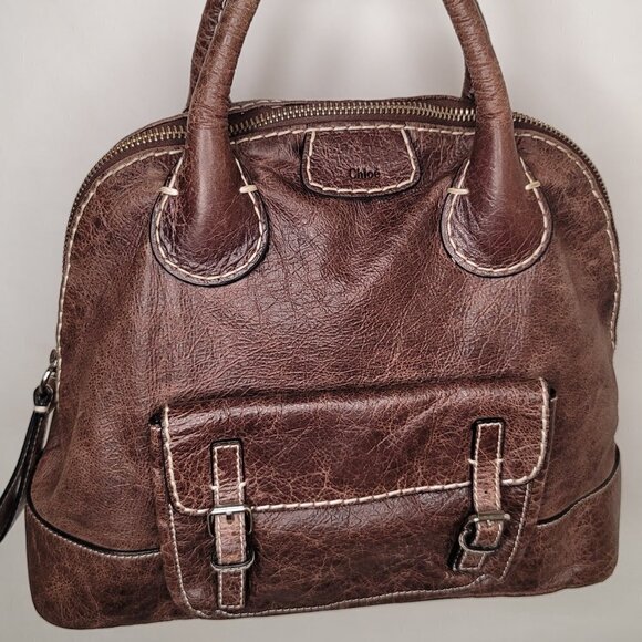 CHLOE Brown Leather Edith Bowler Satchel Bag - Picture 1 of 14